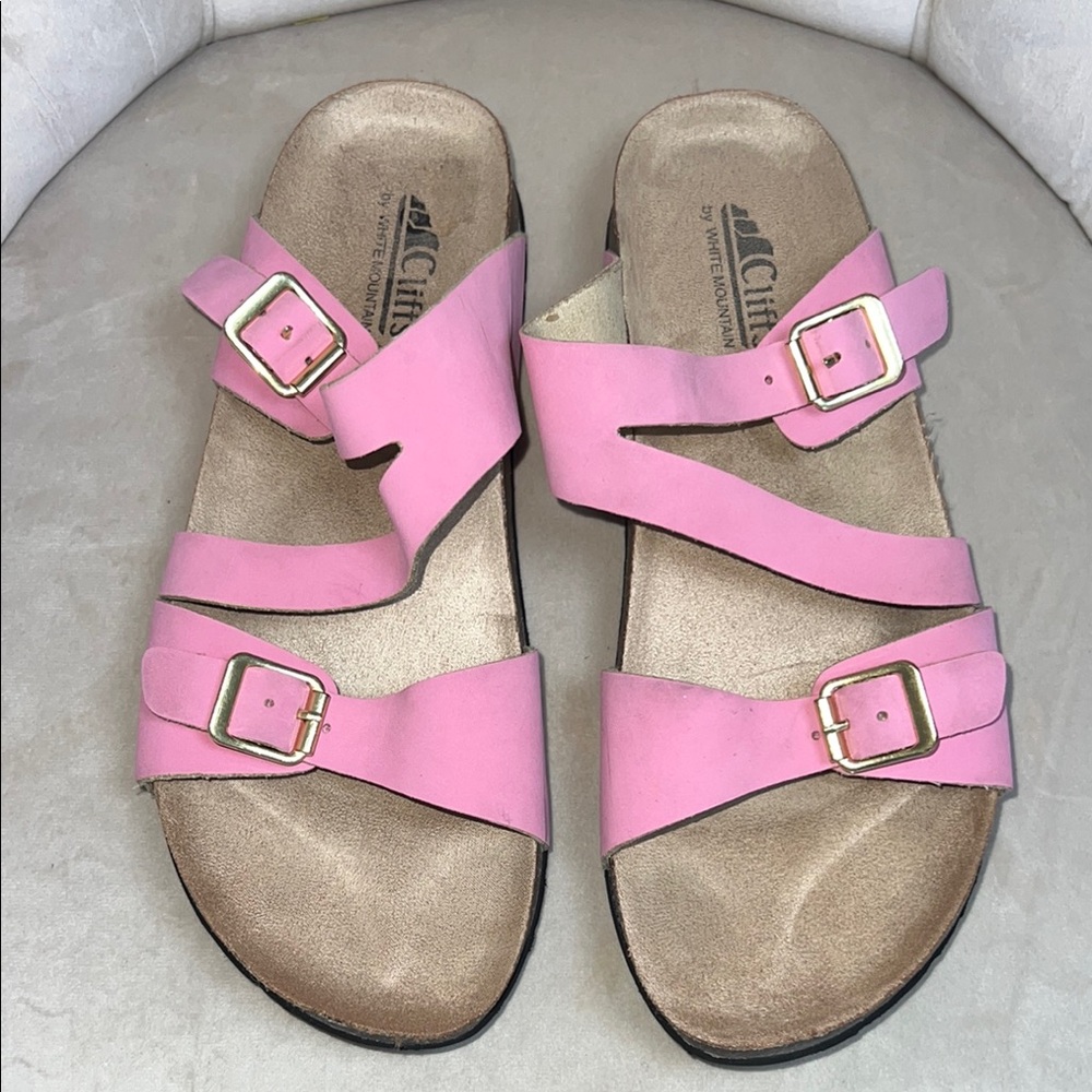 Cliffs by WHITE MOUNTAIN Pink Double Buckle Sandals Size 9M‎